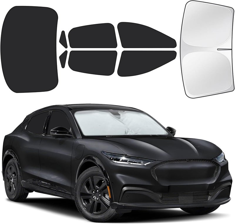 JASVIC for Ford Mustang Mach-E 2021-2025 Car Window Shades, 8pcs Privacy Sun Shade Set for Front Windshield Side and Rear Windows, Full Window Covers Keeps Vehicle Cool for Camping Napping - Image 1